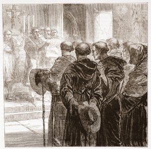 Radni rozwiązujący zakon augustianów w Zurychu, 1524, ilustracja z Historii protestantyzmu Jamesa Aitkena Wylie (1808-1890), wyd. 1878 autorstwa English School