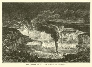Krater Kilauea podczas erupcji autorstwa English School
