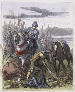 Korona Ryszarda III, znaleziona na Bosworth Field (kolorowy grawerunek) autorstwa English School
