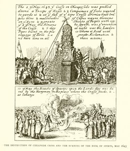 Zniszczenie krzyża Cheapside i spalenie księgi sportu, maj 1643 autorstwa English School