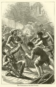 Zniszczenie piratów Sark (rycina) autorstwa English School