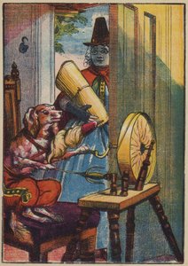 The Dog Spinning (kolorowa litografia) autorstwa English School