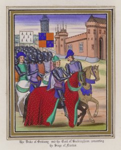 Książę Bretanii i hrabia Buckingham na koncercie The Siege Of Nantes (kolorowy grawerunek) autorstwa English School