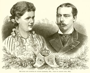 Książę i księżna Albany (żonaty, 1882. Książę Albany zmarł, 1884) autorstwa English School