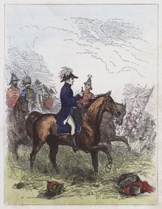Książę Wellington w Waterloo (kolorowy grawerunek) autorstwa English School
