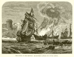Holendrzy w Medway: De Ruyters atakuje zamek Upnor autorstwa English School