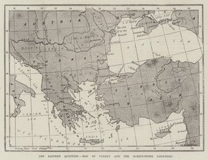 Kwestia wschodnia, mapa Turcji i krajów sąsiednich (rycina) autorstwa English School