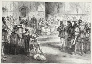 Elektor saski czytający protest na sejmie w Iglicach, ilustracja z Historii protestantyzmu Jamesa Aitkena Wyliego (1808-1890), wyd. 1878 autorstwa English School