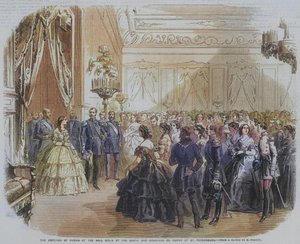 Cesarz Rosji na balu wydanym przez hrabiego i hrabinę de Morny w Sankt Petersburgu (rycina) autorstwa English School