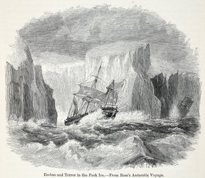 Erebus i terror wśród gór lodowych autorstwa English School