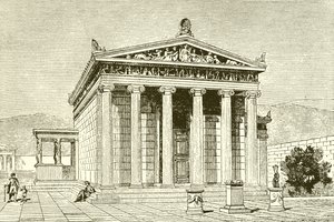 Erechtejon, słynna świątynia w Atenach dla Bohatera Erectheios autorstwa English School