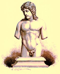 Eros Watykanu, posąg w Watykanie, ilustracja z Historii Rzymu autorstwa Victora Duruy, opublikowana w 1884 r. (obraz ulepszony cyfrowo) autorstwa English School
