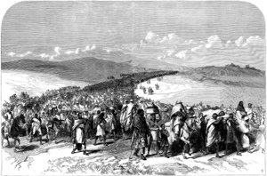 Exodus Theodores Broken Army z brytyjskiej wyprawy do Abisynii, 1868 autorstwa English School
