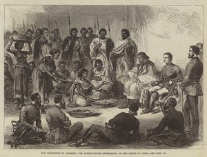 Wyprawa do Abisynii, Sir Robert Napier w towarzystwie księcia Tygry (rycina) autorstwa English School