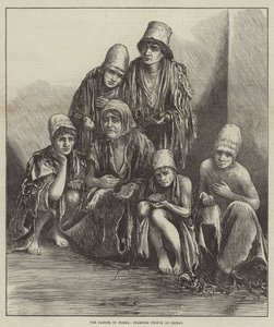 Głód w Persji, głodujący ludzie w Shiraz (rycina) autorstwa English School