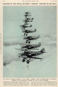 Najszybszy dwumiejscowy samolot w kraju: Demony latające w szyku schodkowym, z The Illustrated London News Royal Naval and Military Number, 20 lipca 1935 autorstwa English School