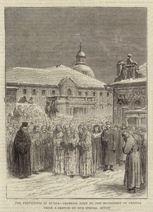 Uroczystości w Rosji, wizyta cesarska w klasztorze Troitsa (rycina) autorstwa English School