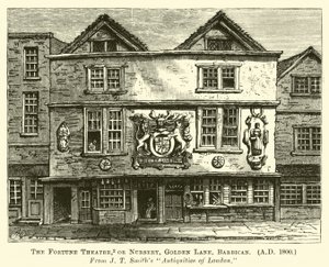 Teatr Fortuny lub żłobek, Złota Uliczka, Barbakan, AD 1800 autorstwa English School