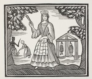 Fortuny i nieszczęścia Moll Flanders, który urodził się w Newgate, ilustracja z książki Chap-books of the Eighteenth Century Johna Ashtona, wyd. 1882 autorstwa English School