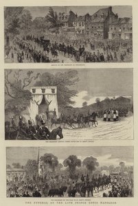 Pogrzeb zmarłego księcia Ludwika Napoleona (rycina) autorstwa English School