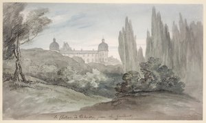 Ogrody zamku Valencay, ok. 1770 (pióro i atrament oraz toaleta na papierze) autorstwa English School