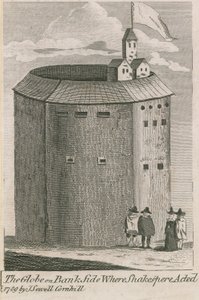 The Globe on Bankside w Londynie, gdzie grał William Shakespeare autorstwa English School