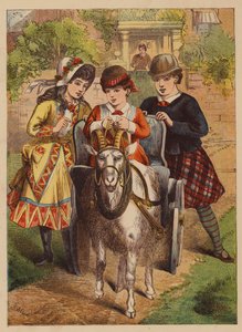 The Goat Chaise (kolorowa litografia) autorstwa English School