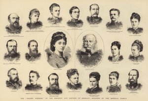 „Złote wesele” cesarza i cesarzowej Niemiec, członków rodziny cesarskiej (rycina) autorstwa English School