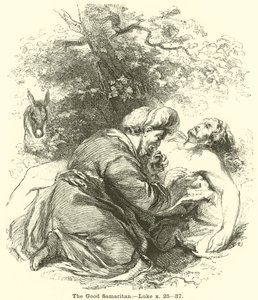 Dobry Samarytanin, Łukasz, x, 25, 37 autorstwa English School