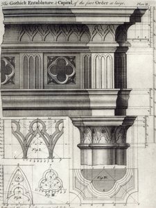 Gotyckie belkowanie i główna stolica Pierwszego Zakonu, 1741 autorstwa English School