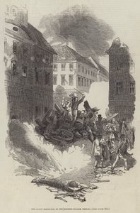 Wielka barykada na Breiten-Strasse w Berlinie (rycina) autorstwa English School