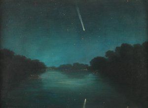 Wielka Kometa 1861 widziana z Mostu Staines, Middlesex (olej na cynku)