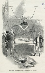 The Great Dutch Equilibrists Bottle Feat at Astleys, ilustracja zaczerpnięta z ilustrowanego London News, 1846 autorstwa English School