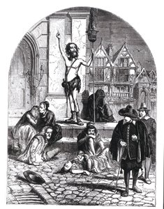 Wielka Plaga 1665, entuzjasta potępiający Londyn (rycina) (zdjęcie bw) autorstwa English School