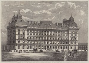 Hotel Grosvenor, w trakcie wznoszenia na miejscu starego basenu Grosvenor, Belgravia (rycina) autorstwa English School