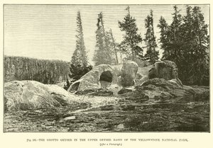 Gejzer Grotto w dorzeczu górnych gejzerów w Parku Narodowym Yellowstone autorstwa English School