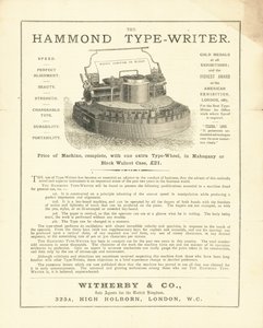 Maszyna do pisania Hammond firmy Wetherby & Co, High Holborn, Londyn autorstwa English School