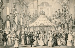 Hanover Square Rooms, kiedy królowa Wiktoria miała prywatny widok na fantazyjny jarmark na rzecz pomocy cudzoziemcom w niebezpieczeństwie, który odbył się 19 czerwca 1833 r. autorstwa English School