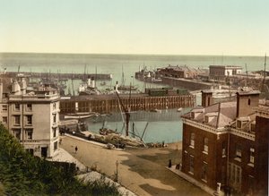 Port, Folkestone (zdjęcie ręcznie kolorowane) autorstwa English School