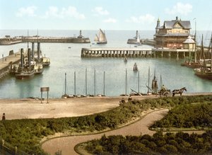 Port, Lowestoft (zdjęcie ręcznie kolorowane) autorstwa English School