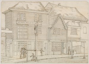 Hare and Hounds, Islington, rozebrany 1840 (atrament na papierze) autorstwa English School