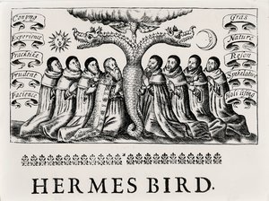 Ptak Hermes, z Theatrum Chemicum, 1652 autorstwa English School