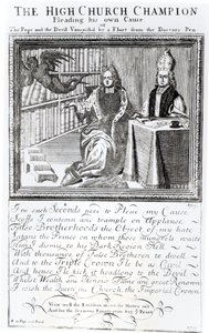 Mistrz Wysokiego Kościoła, broniący własnej sprawy, 1709 r. autorstwa English School