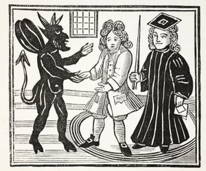 The History of Dr John Faustus, ilustracja z rozdziałów XVIII wieku autorstwa Johna Ashtona, wyd. 1882 autorstwa English School