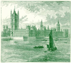Houses of Parliament i Westminster Abbey, ilustracja z The World as it Is autorstwa George