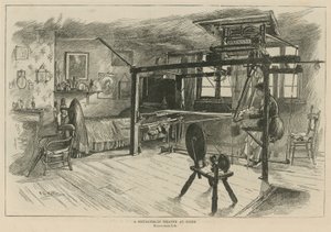 Hugenoci w Anglii: tkacz ze Spitalfields w pracy autorstwa English School