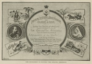 Imperial Institute: Zaproszenie na ceremonię otwarcia autorstwa English School