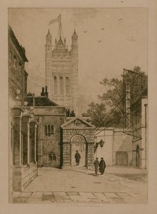 Inigo Jones Gateway i Victoria Tower w Westminster School autorstwa English School
