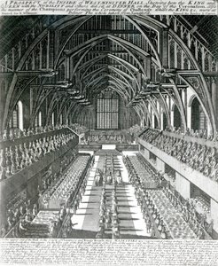 Wnętrze Westminster Hall (lito) (bw zdjęcie) autorstwa English School
