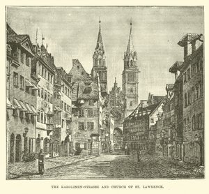 Karolinen-Strasse i kościół św. Wawrzyńca autorstwa English School